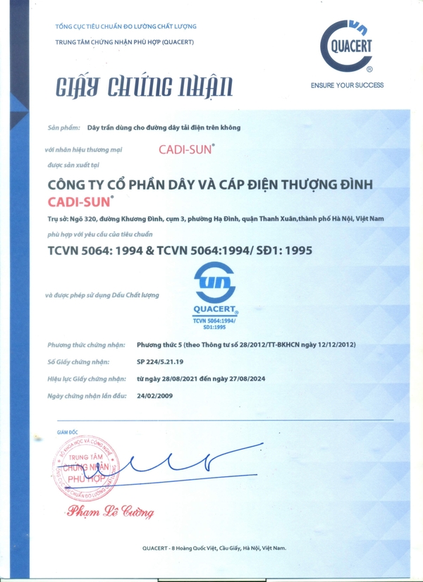 TCVN 5064.1999 - Dây Cáp Điện - Công Ty TNHH Thiết Bị Điện Hồng Hà